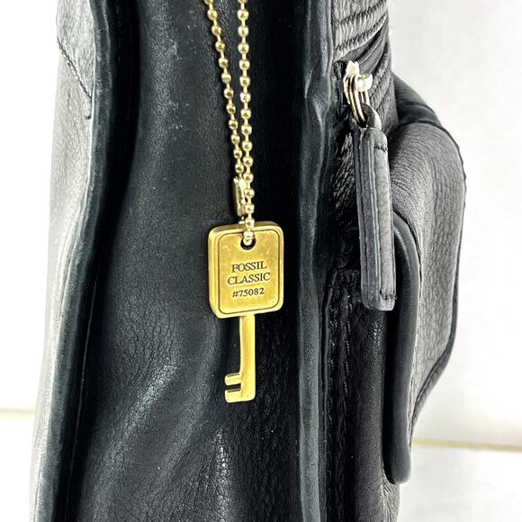 Fossil Black Leather Purse Shoulder Saddle Bag - Picture 4 of 10